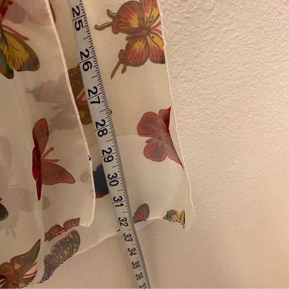 semi sheer silky colorful butterfly Mariposa lightweight scarf print 21x66 - Picture 6 of 6